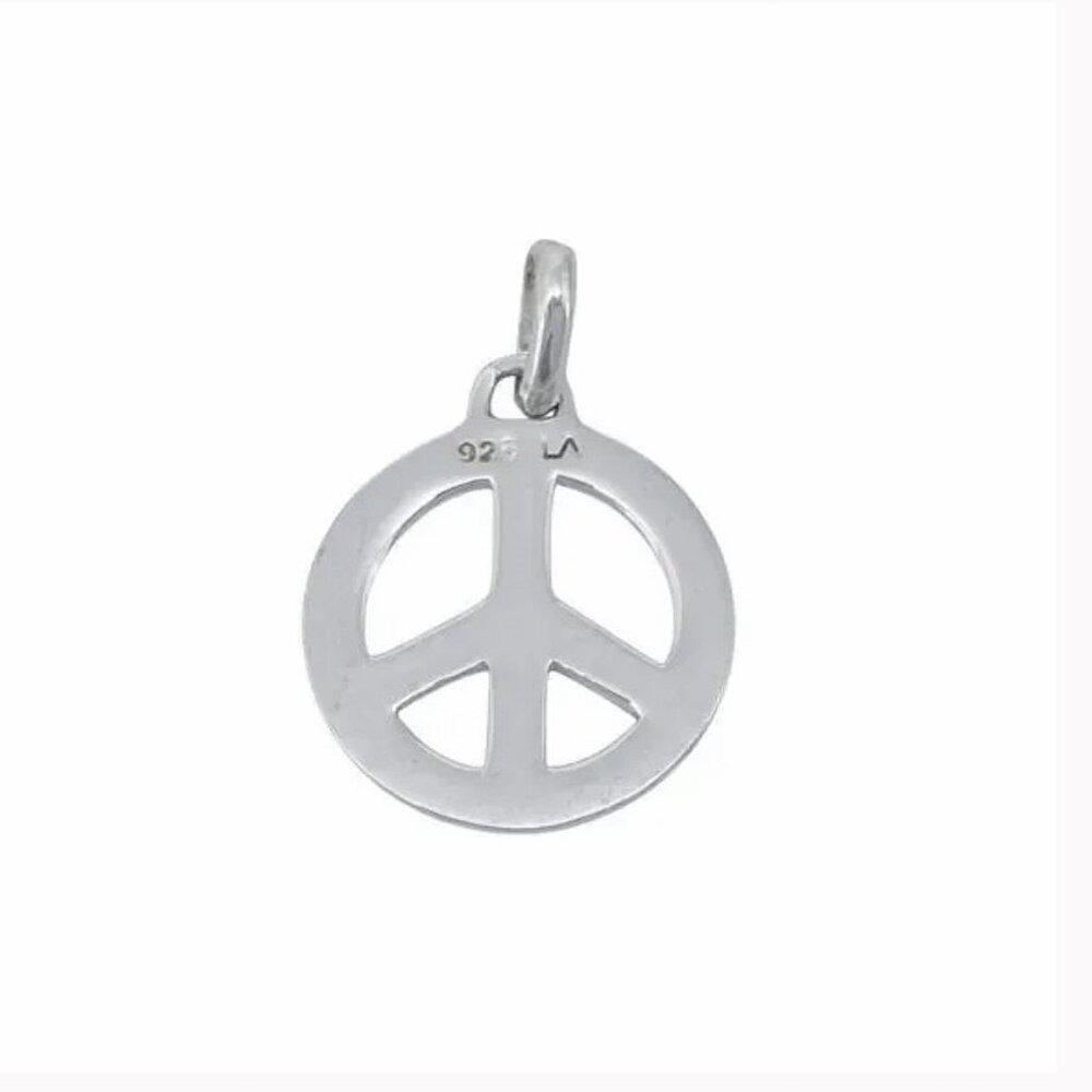 STERLING SILVER 925 Peace Symbol Pendant and CHAIN - Picture 5 of 6